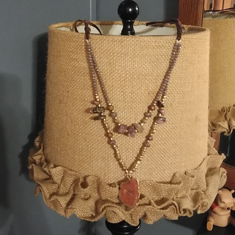 Leather, Beads & Stone Necklace
